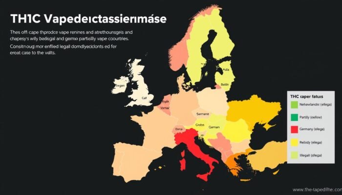 European map showing THC vape legal status by country